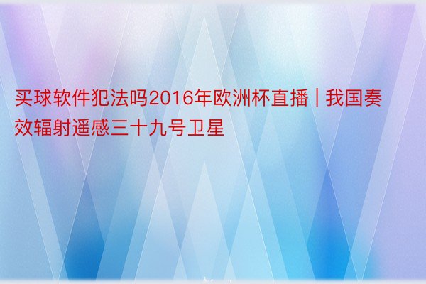 买球软件犯法吗2016年欧洲杯直播 | 我国奏效辐射遥感三十九号卫星