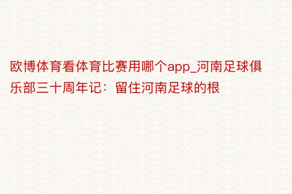 欧博体育看体育比赛用哪个app_河南足球俱乐部三十周年记：留住河南足球的根